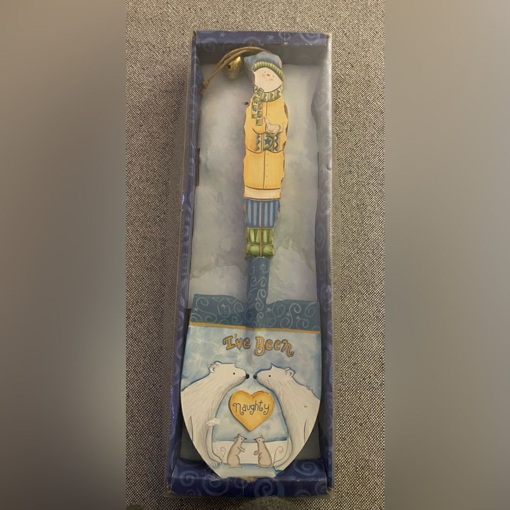 Teresa Kogut holiday wall shovel. Snowman . Magnetic naughty vs  nice